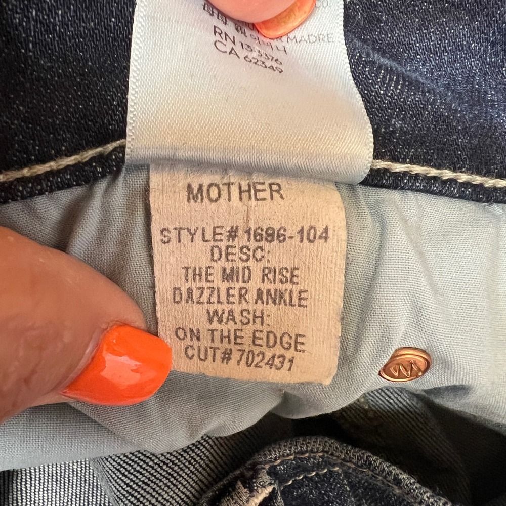 Mother The Mid Rise Dazzler Ankle Jeans On The Edge Dark Blue 1696-104 Size 26 - Picture 12 of 13